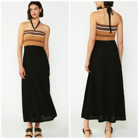 Anthropologie Dresses & Skirts - Current Air, New Black Halter Neck Lightweight Knit Sweater Dress, Size Mediu